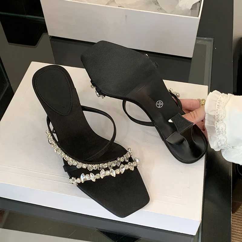 Rhinestones Female High Heels Sandals Slides Shoes For Women New 2025 Fashion Bling Ladies Heeled Sandals Shoes Pumps Z250614