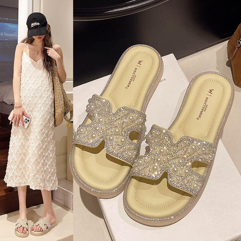 Ddmyoutdoor New Women S Summer Fashion Flip Flops Trendy Height Increasing Versatile Thick Soled Comfortable Beach Sandals For Outdoor Wear Outdoor Sh