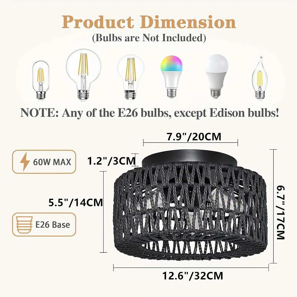 3-Light embedded ceiling lights hand woven cage shaped lampshade lamps used for corridors bedrooms kitchens farmhouses XJ2500613