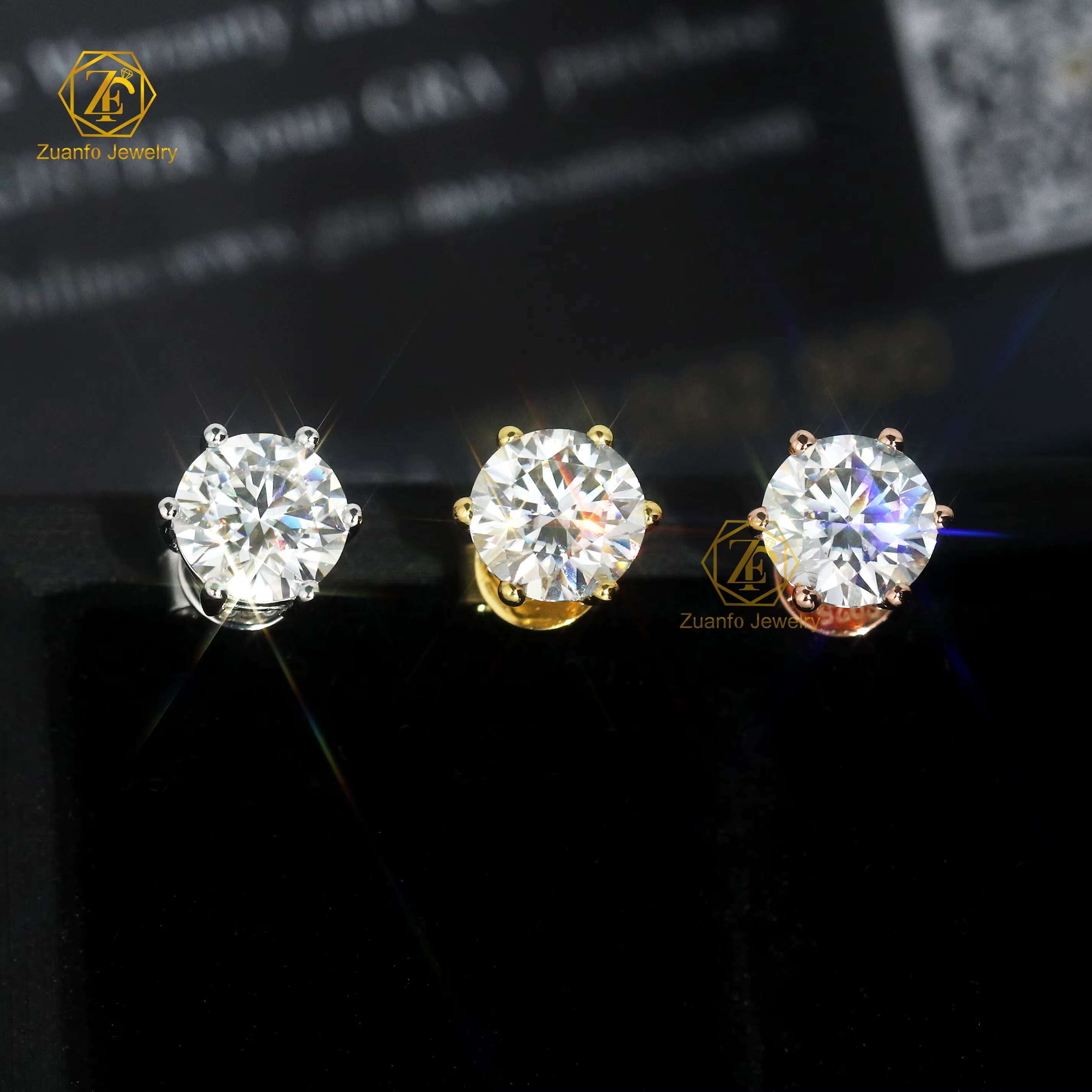 IGI Certified HPHT CVD Lab Diamonds 0.5CT 2CT Stud Earrings 6 Prongs DEF Color VVS VS Clarity for Anniversary Gift GIA Certified