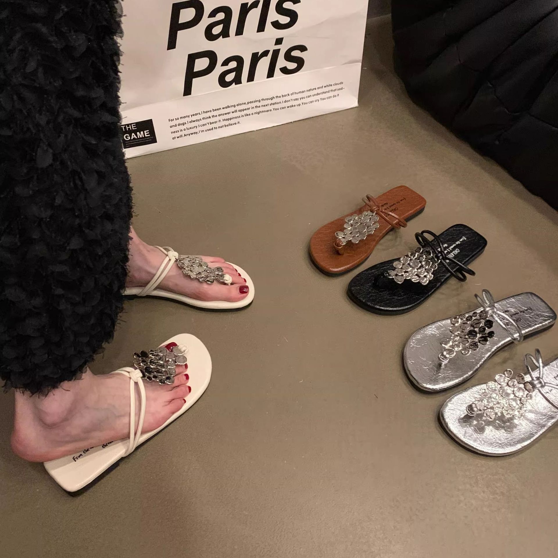 Ddmyoutdoor Ddmyoutdoor Toe Post Spring And Autumn New French Style Design Sense Elegant Outdoor Flat Roman Sandals Women S Shoes Outdoor Shoes