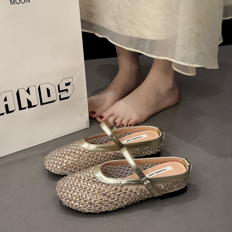 Ddmyoutdoor French Style Open Strap Half Slippers For Women Summer New Hollow Round Toe Flat Shallow Mouth Sandals Outdoor Shoes