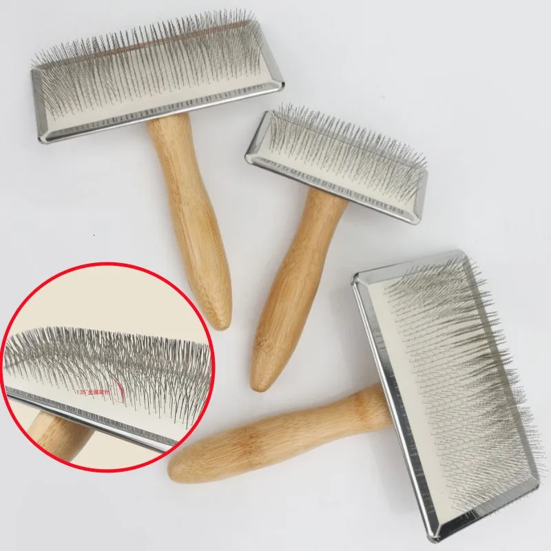 Dog Comb Solid Wood Dog Brush Pet Hair Remover Massage Cat Brush Pet Grooming Stainless Steel Combs for Cats Hair Knot Opening 250614