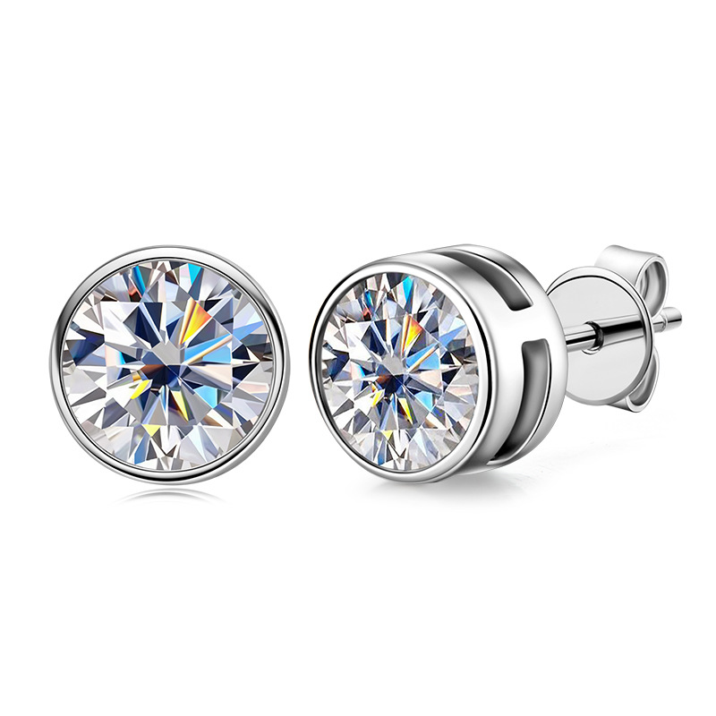 S925 Sterling Silver Simple Elegant Moissanite Stud Earrings - Perfect for Everyday Wear