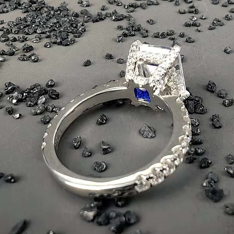 New Trendy Fine Jewelry Rhodium Plated 925 Sterling Silver Emerald Cut VVS Moissanite Diamond Ring for Women Men Engagement