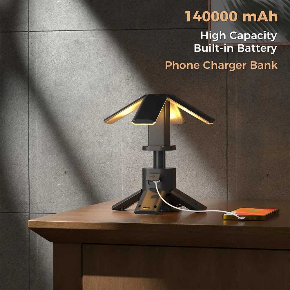 14000mAh Rechargeable Outdoor Hiking Fishing Tent Lamp 6000 LM Super Bright Magnetic Rotatable Telescopic LED RV Camping Lantern W250613