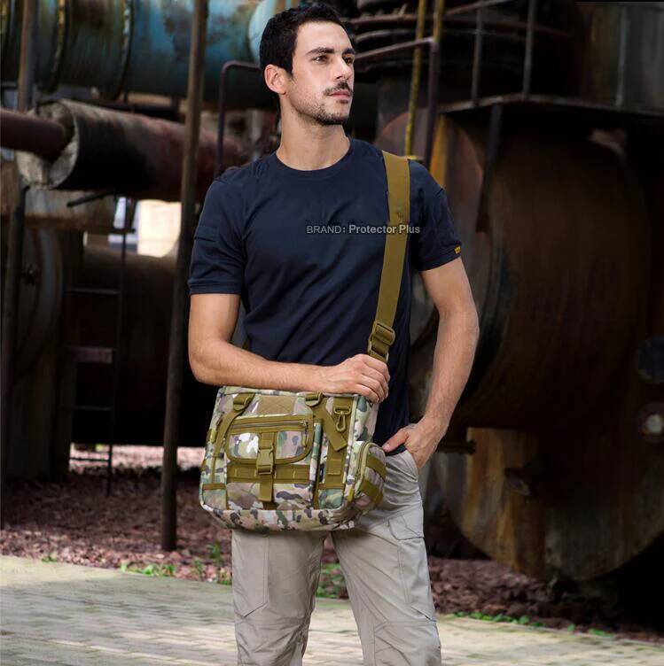 Camouflage shoulder 14 inch Laptop leisure large messenger bag men A4 University College Student schoolbag