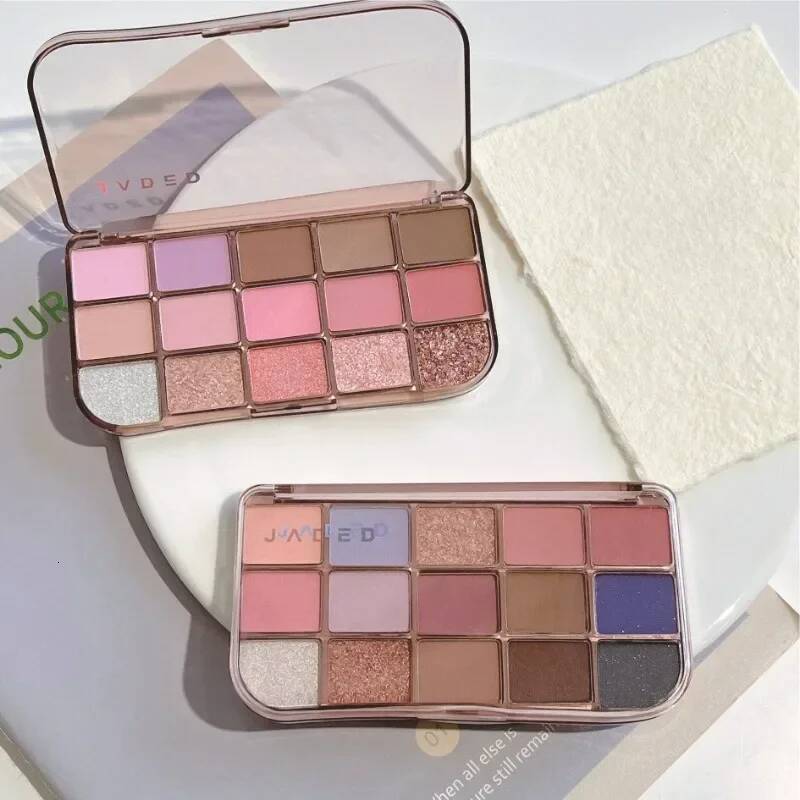 15 Colors Palette Rose Pink Blue Pearlescent Matte Glitter Eyeshadow Shiny Eye Shadow Long-lasting Girlish Eyes Makeup