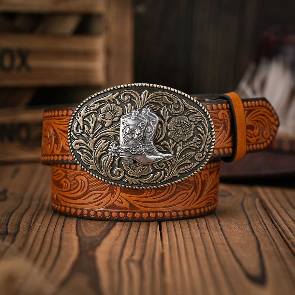 Men Wen-Western-Cowboy-PU Leather-Belts - Vintage Belt Floral Engraved Buckle Belt for Jeans X250614