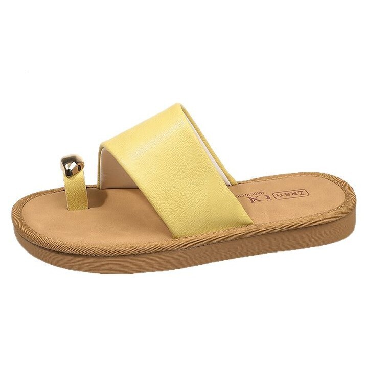 Ddmyoutdoor High End Metal Buckle Post For Women Summer New Niche Flat Toe Clip Soft Sole Beach Sandals Outdoor Shoes