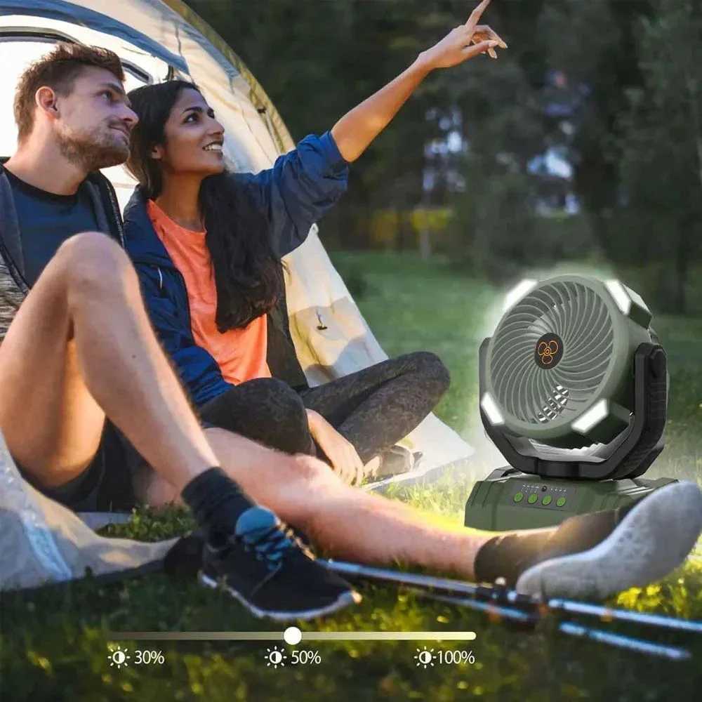 USB Rechargeable Camping Fan Light Remote Control Cordless Table Fan Portable Air Circulator Shaking Head Camping Hook Fan Light W250613