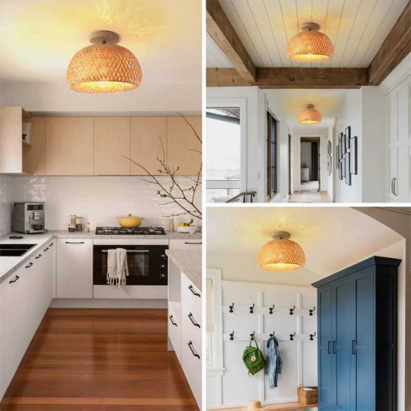 Hand Knitted Chinese Style Bamboo Ceiling Light Weaving Hanging Lamp Restaurant Chandelier Home Decor Lighting Fixture AC85-260VXJ2500613