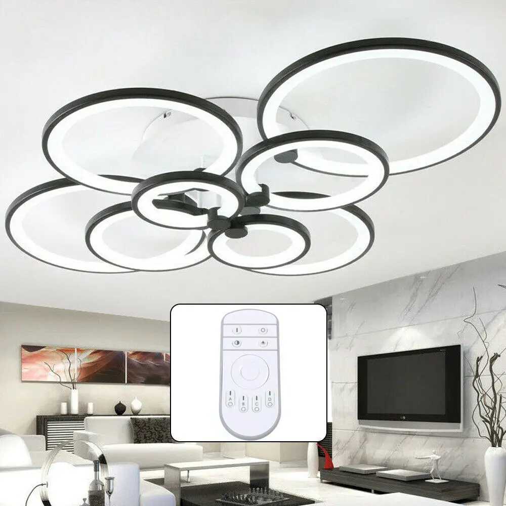 LOYALHEARTD Modern LED Ceiling Light Pendant Lamp Indoor Living Room Dimmable Fixture 8Hesds Flush Mount 3-Color XJ2500613