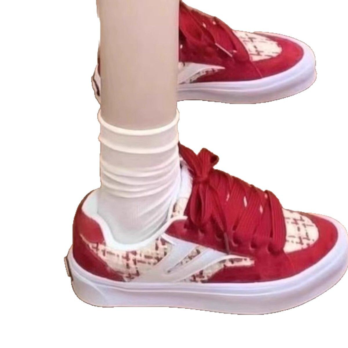 Ddmysports Korean Style New Small Fragrance Skateboard Bread Shoes For Women Ins Niche Low Top Versatile Color Blocking Casual Sneakers Outdoor Shoes