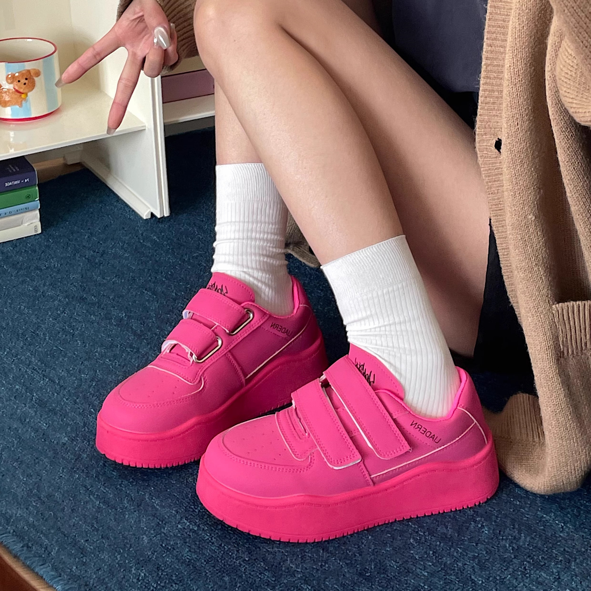 Ddmysports Trendy Magic Tape Women S Shoes New Summer Thick Sole Platform Casual Spring Autumn White Sneakers Outdoor Shoes