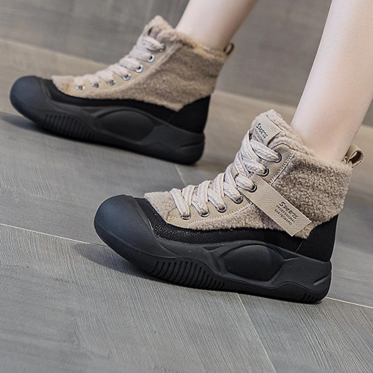 Ddmysports Trendy Thick Soled Martin For Women Warm Autumn Winter New Style Height Increasing High Top Casual Fashion Snow Boots Outdoor Shoes