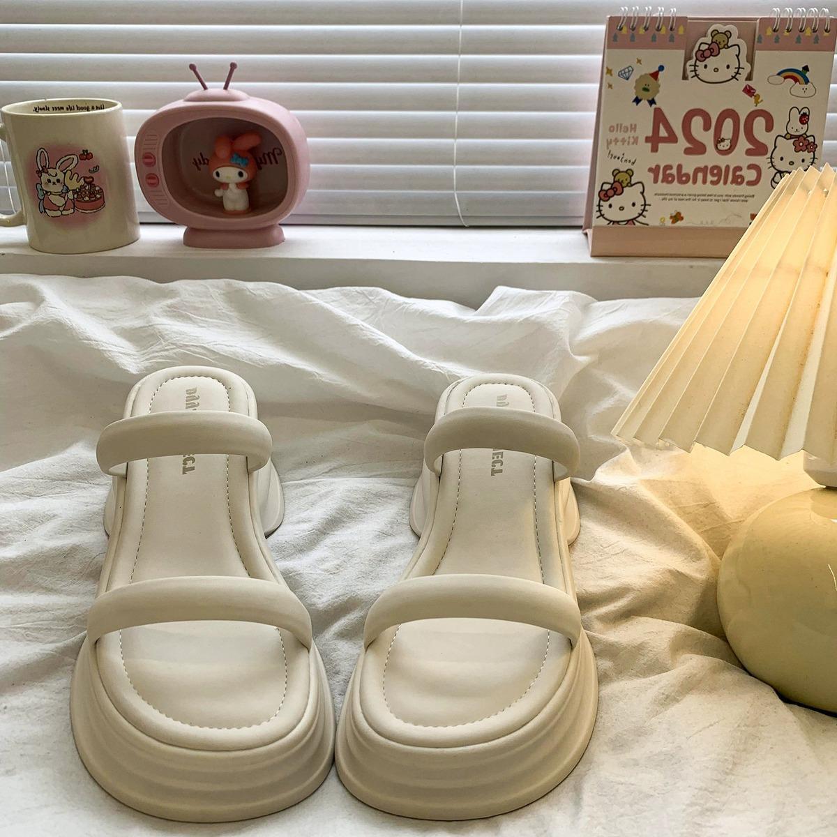 Ddmyoutdoor Platform Height Increasing One Strap Sandals For Women Summer New Fashionable Versatile Casual Comfortable Slippers Trendy Outdoor Shoes