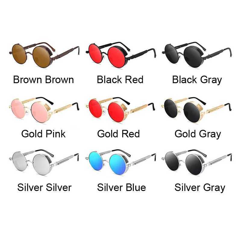 Brand Round Sunglasses Man Woman Gothic Steampunk Sun Glasses Male Female Metal Retro Designer Mirror Vintage Sunglasses Z250614
