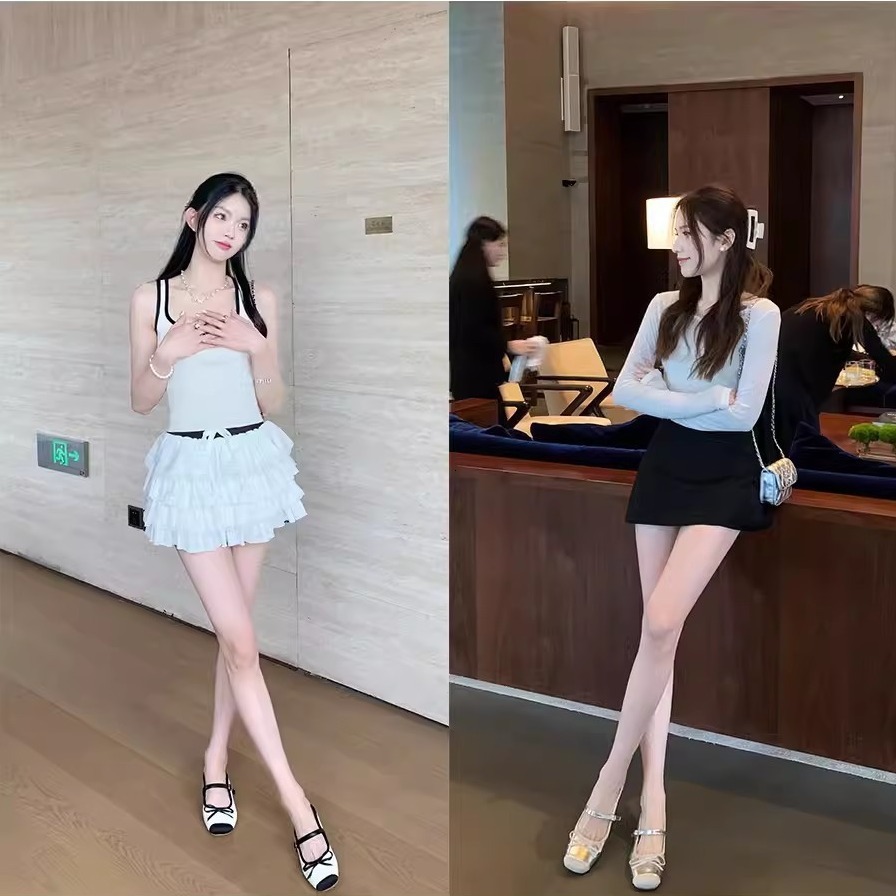 Ddmysheep Ddmysheep Sheepskin Version Grape Mom Height Increasing Closed Toe For Women With Bowknot One Word Shallow Mouth Half Slippers Ballet Flats 