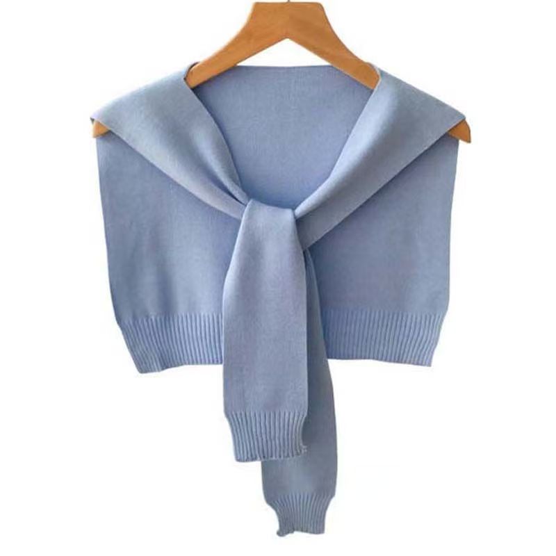 K1023 New style net red pure color knitted shawl autumn and winter knotted outer wear fashionable spring and summer air-conditioned room warm shoulder