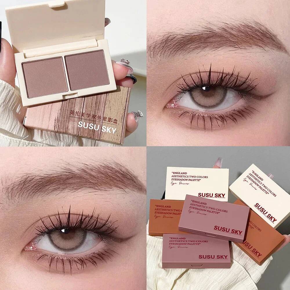 Two Color Eyeshadow Palette Korean Professionals Big Eyes Pearlescent Matte Shiny Eye Shadow Pallet Makeup Pigment Powder