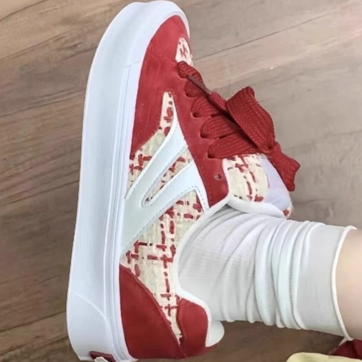 Ddmysports Korean Style New Small Fragrance Skateboard Bread Shoes For Women Ins Niche Low Top Versatile Color Blocking Casual Sneakers Outdoor Shoes