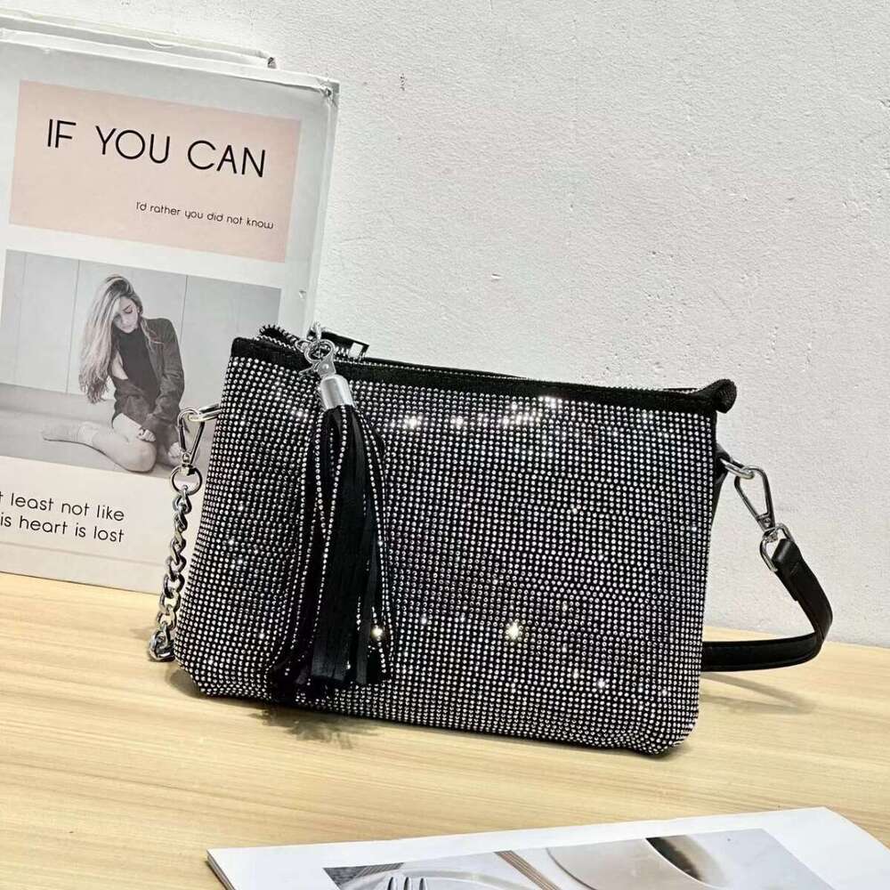 Style Full Shiny Underarm Bag for Women 2024 New Trendy Fashion Versatile Single Shoulder Crossbody Multi Hot Diamond Small Square