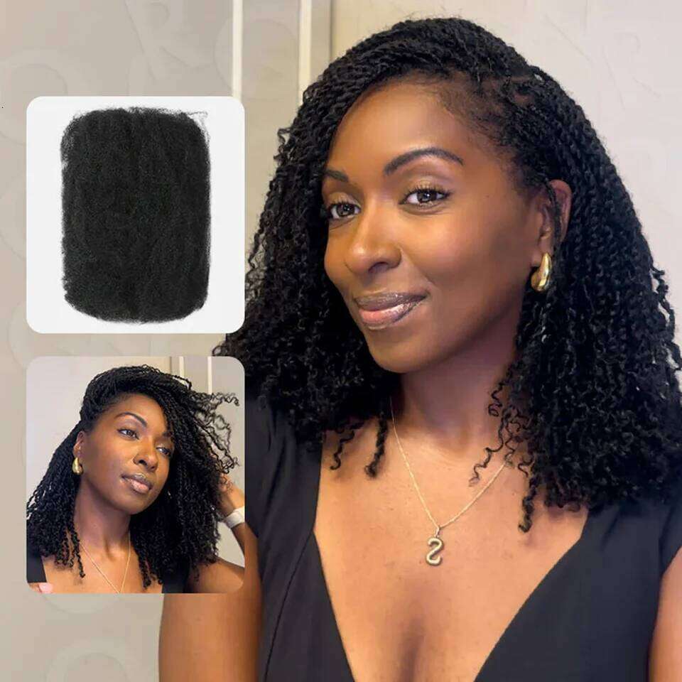 Kinkys Bulk Dreadlocks Extensions Repair Twist Braiding Afro Kinky Human Hair for Locs 1 Pack 50 Gram