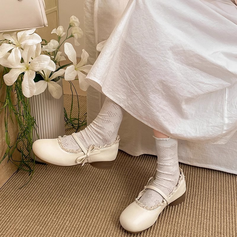 Ddmysports New French Style Low Heel Mary Jane Shallow Mouth Single Shoes For Women Evening Lolita Loafers Outdoor Shoes