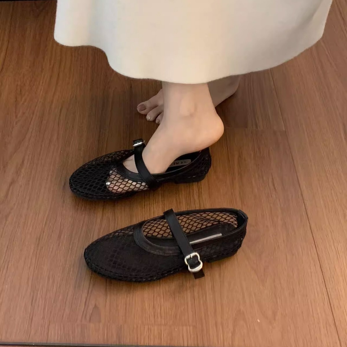 Ddmysports Summer Mesh For Women Breathable Sandals New Style Elegant Hollow Single Shoes Flat Slip On Outdoor Shoes