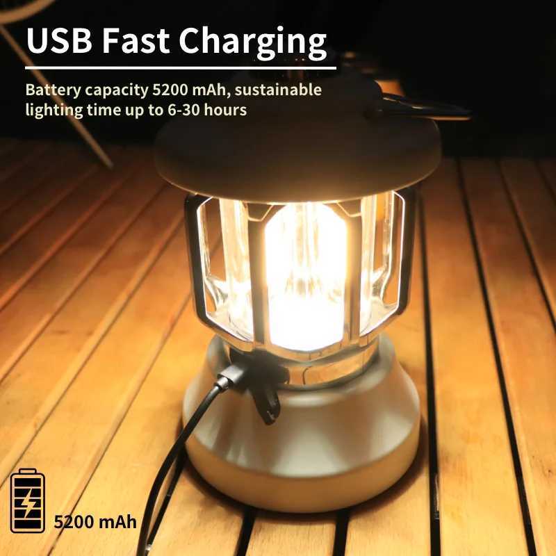 WARSUN CP19 Retro Barn Lantern - Hanging Outdoor Camping Light 600Lm Brightness IP44 Waterproof 30-Hour Runtime W250613