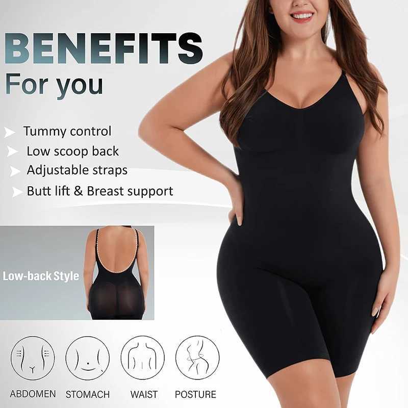 Low Back Seamless Bodysuit for Women Tummy Control Butt Lifter Body Shaper Backless Shapewear Slim Mid Thigh Corset Plus Size XJ250614
