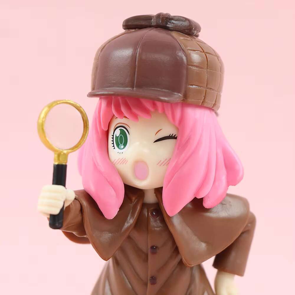 DHGadges Spy X Family Anya Forger Detective Figure 13cm Anime Collectible Model Cute PVC Figurine Desktop Toy Gift for Fans