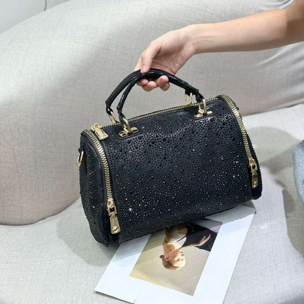 New Leopard Print Rhinestone Handbag Large Capacity Fashion Versatile Single Shoulder Crossbody Women's Bag