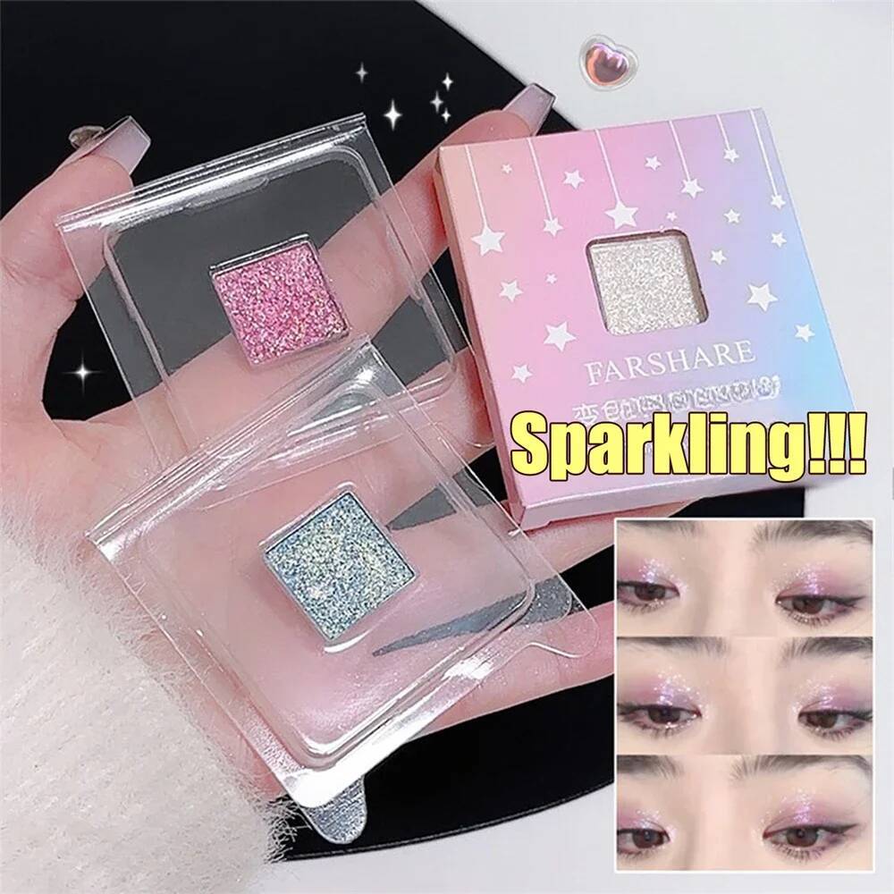 Monochrome Waterproof Discoloration Eyeshadow Palette Highlighter Powder Makeup Lasting Bright Shiny Chameleon Eye Illuminator