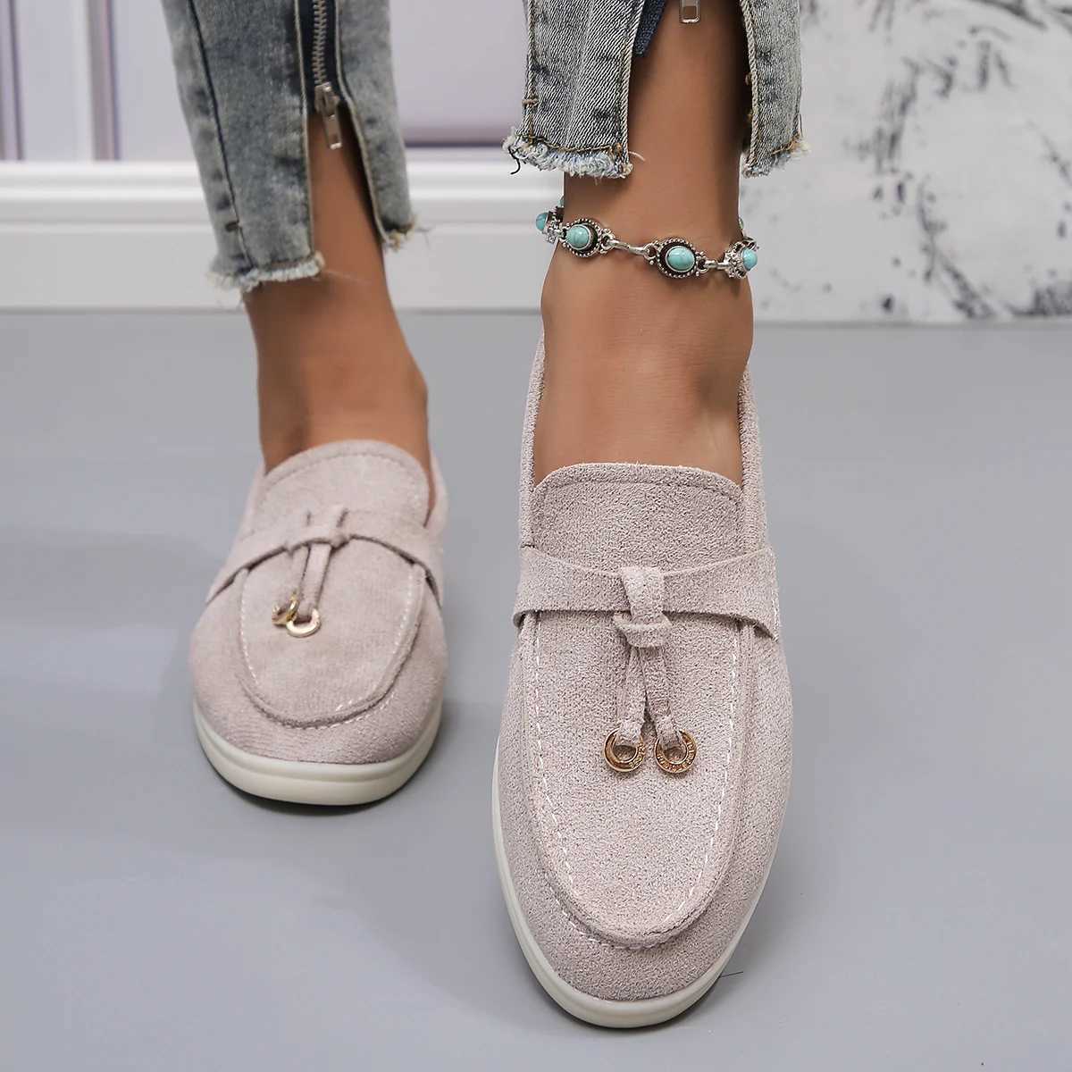 Womens reliable flat-soled casual shoes faux suede elegant loafers XJ250614