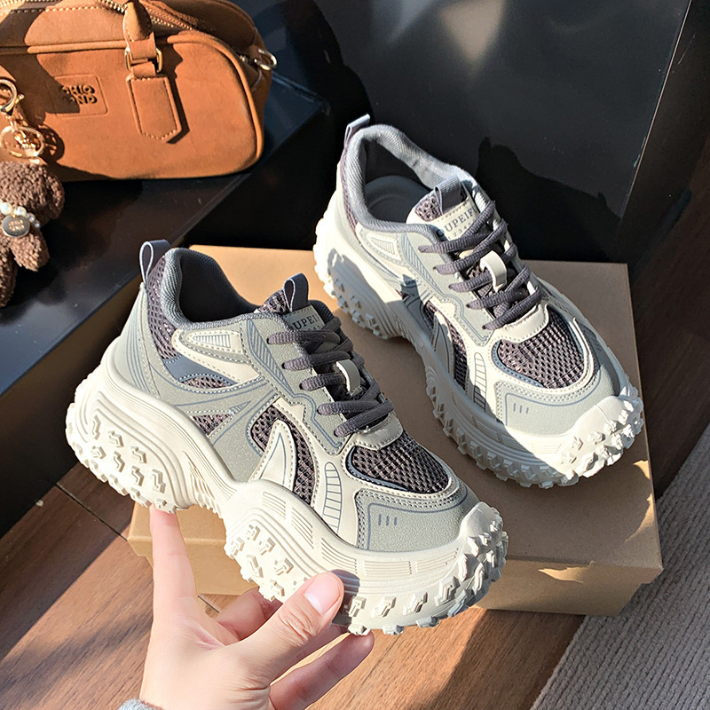 Ddmysports Spring New Thick Soled Height Increasing Lightweight Dad Shoes For Women Make Feet Look Smaller Versatile Casual Sneakers Outdoor Shoes