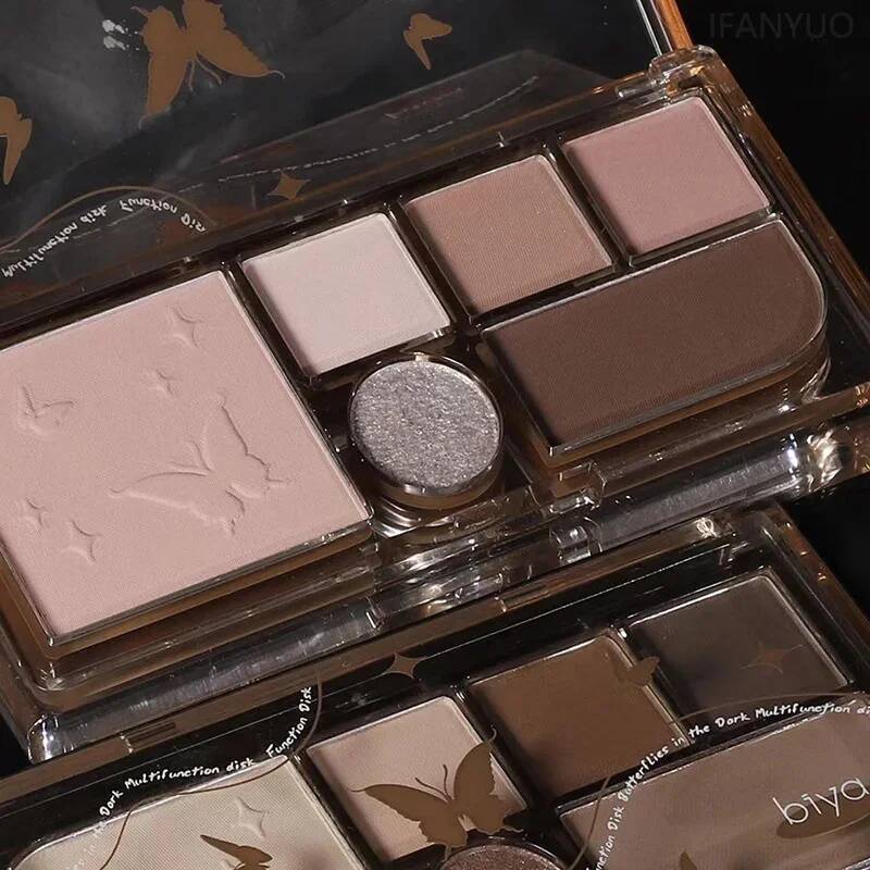 6 Color Black y Eyeshadow Pallets Face Matte Contour Blush Powder All-in-One Makeup Pigments Shimmer Women Cosmetics Korean