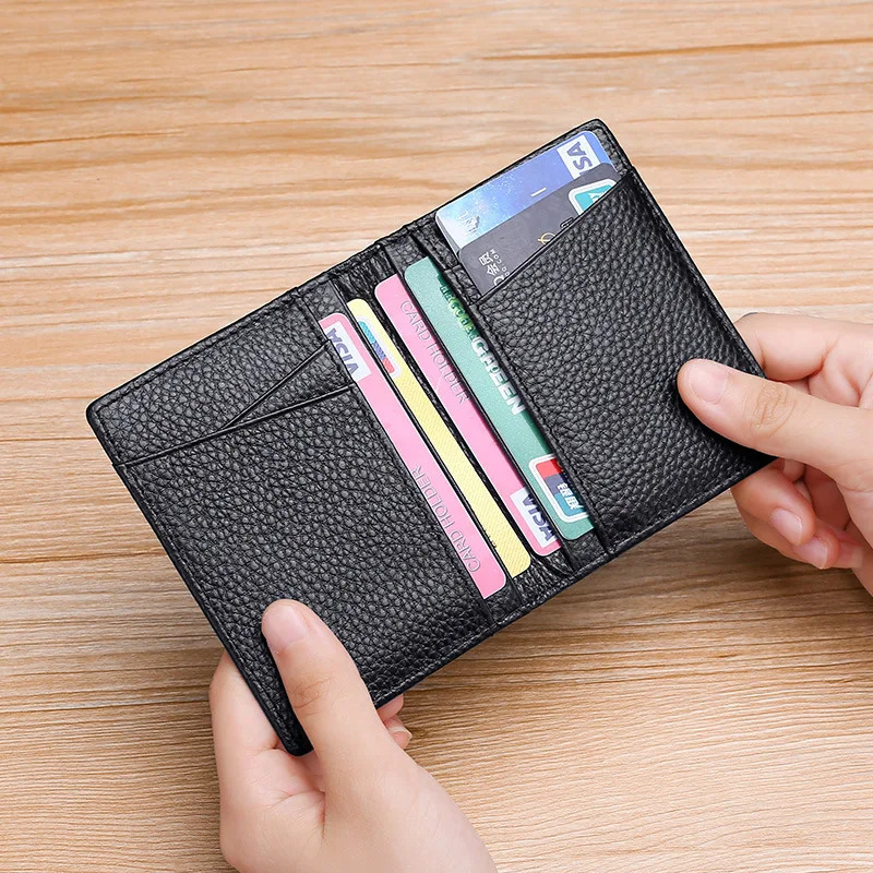 YUECIMIE Super Slim Soft Wallet Genuine Leather Mini Credit Card Holder Wallets Purse Thin Small Holders Men Wallet 250614