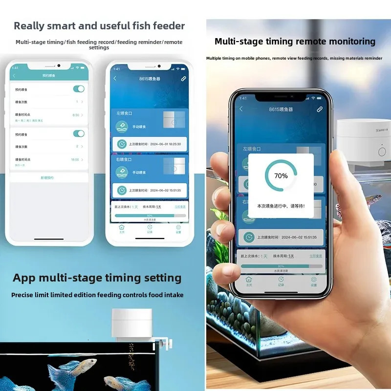 Intelligent Timed Fish Feeder for Small Fish - No Clogging Perfect for Desktop Fish Tanks 250613