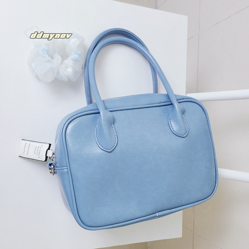 Korean Niche Style Cream Color Fashionable Handbag Shoulder Crossbody Square Bag ddmynov