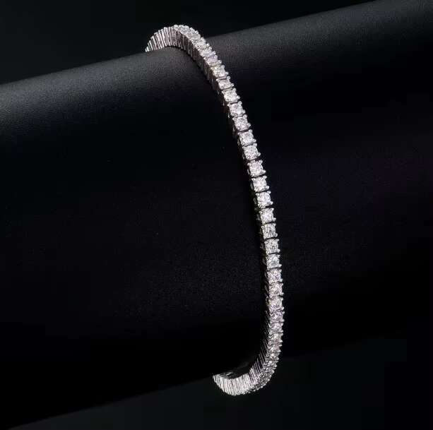 2mm Tennis Chain Bracelet for Men S925 Sterling Silver Moissanite Hip Hop Jewelry Trendy Minimalist Gift for Boyfriend