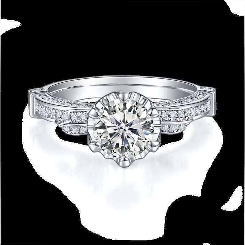 Pass Tester Promise Rings Classic 925 Sterling Silver 1CT Swan Lake VVS D Moissanite Diamond Engagement Wedding Band for Women