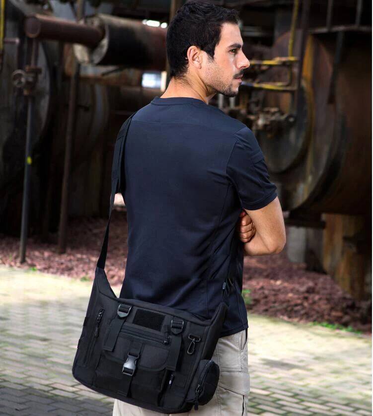 Camouflage shoulder 14 inch Laptop leisure large messenger bag men A4 University College Student schoolbag