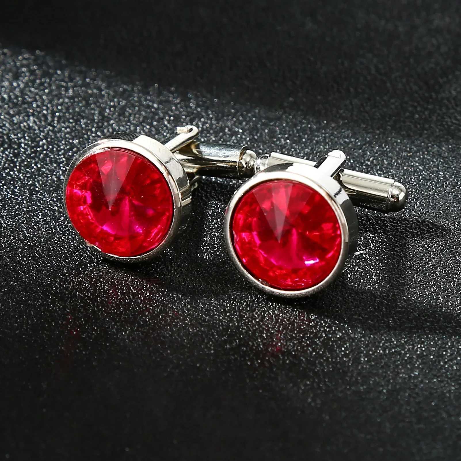 Mens Multicolored Crystal Cufflinks French Shirt Cuff-Buttons Fashion Luxury British Korean Business Banquet Wedding Cuff Links XJ250614