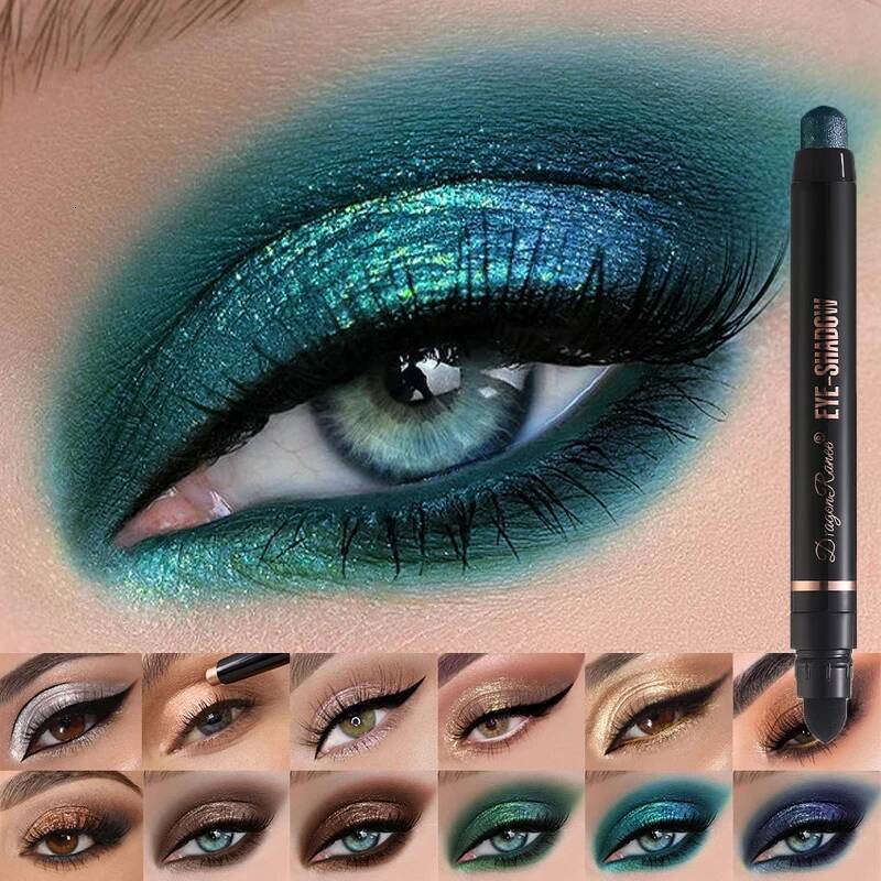 12Color Metallic Pearlescent Eyeshadow Pencil Waterproof Lasting Double Head Glitter Golden Eye Shadow Pen Eyeliner Stick Makeup