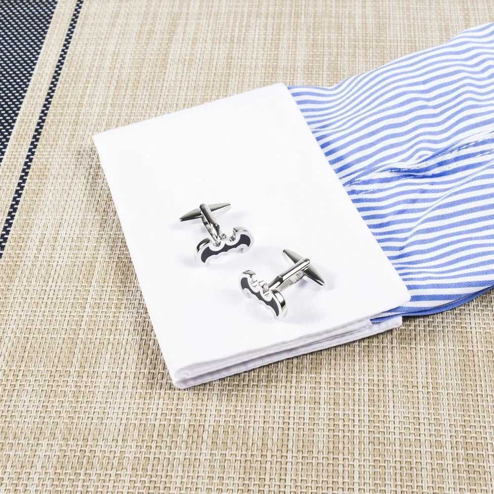 High Grade Black Batman Drop Enamel Cufflinks for Mens Personalized and Minimalist Business Themed Party Shirt Accessories XJ250614