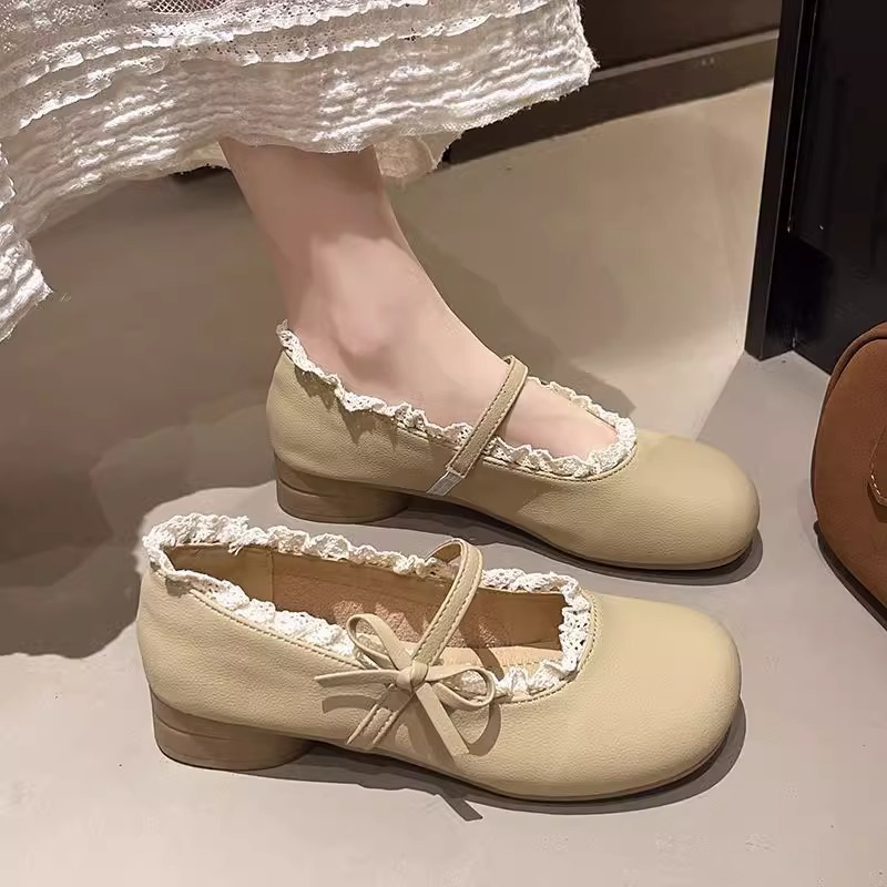 Ddmysports French Style Mary Jane Spring And Autumn New Gentle Temperament Match With Skirts Chunky Heel Shallow Mouth Single Women S Shoes Outdoor Sh