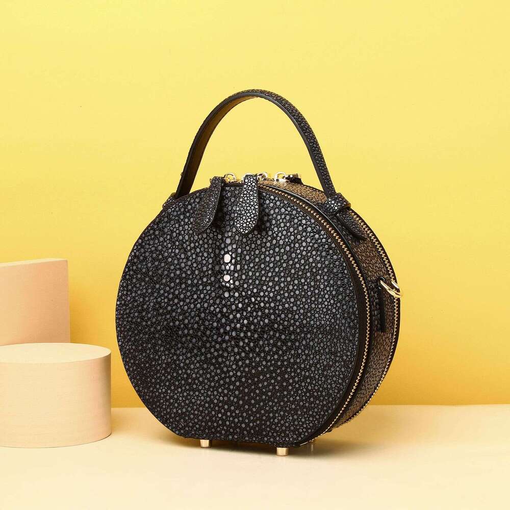 Fish Pearl New Smooth Pattern Small Round Classic Handbag Shoulder Crossbody Fashionable Women's Bag Trend