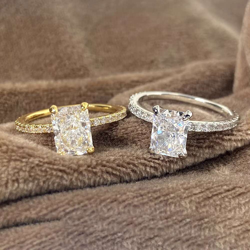 Fine Jewelry VS1 D 925 Sterling Silver Moissanite Diamond 2CT Finger Ring Tarnish Free 925 Silver Wedding Bands Engagement Party